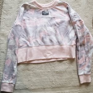 Adidas pink camo cropped sweat shirt